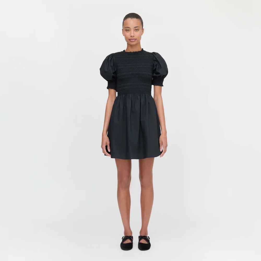 Hill House Black Smocked The Vivi Nap Mini Dress Size Small - Picture 9 of 10